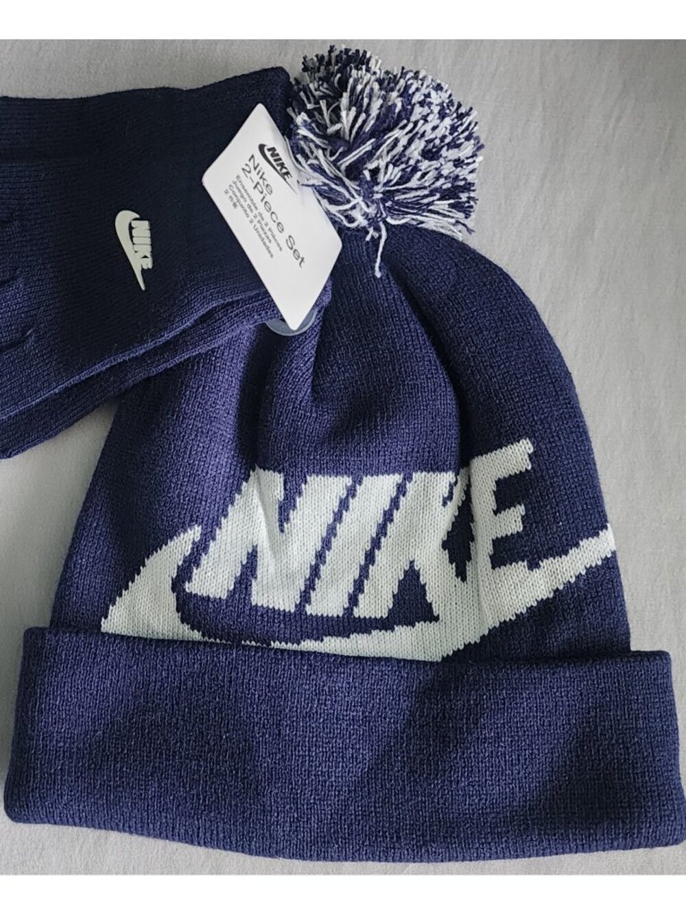 Kids Navy Blue Nike Hat and Gloves